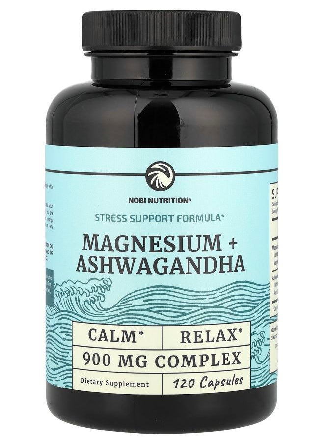 Nobi Nutrition Magnesium + Ashwagandha 120 Capsules  - Image 1