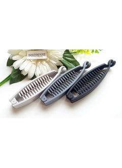 BIRDWARE Big-Size Black Color Imported Rubber Acrylic Material Stone Banana Hair Clips For Women (Pack Of 4 Pc, Multi Colour) | Hair Clutchers  - Image 3