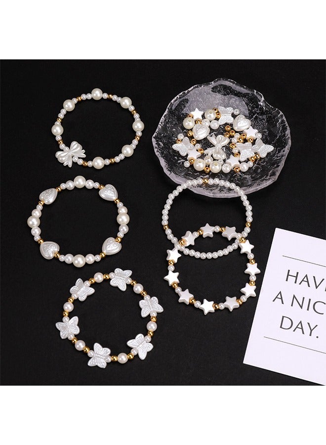 Generic Artificial Pearl Butterfly Heart Shaped Spacer Beads Accessories Handmade DIY Set - Image 3