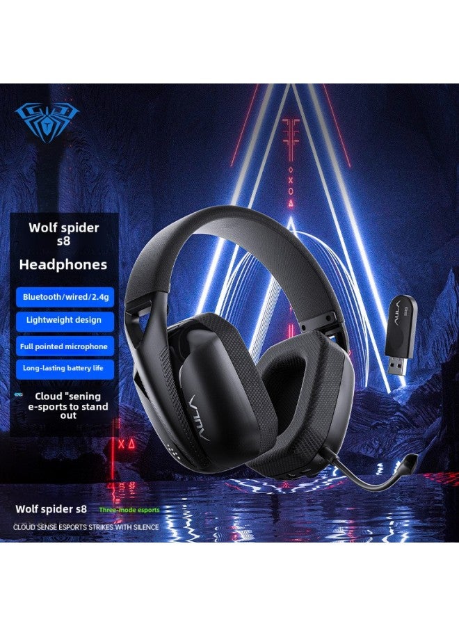 Tarantula S8 Headset Three-mode Bluetooth Wireless 2.4G E-sports Game Desktop Computer Notebook With Headset-Color:S8  Three-mode Lightweight Headphones