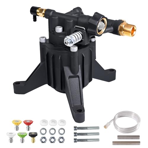 YAMATIC مضخة غسالة ضغط عمودية YAMATIC بحد أقصى 3400 PSI 2.5 GPM، مضخة بديلة بعمود 7/8" لغسالة الضغط، متوافقة مع سيمبسون، هوندا، ريوبي، كرافتسمان، GCV190 مدخل/مخرج خلفي - Image 1