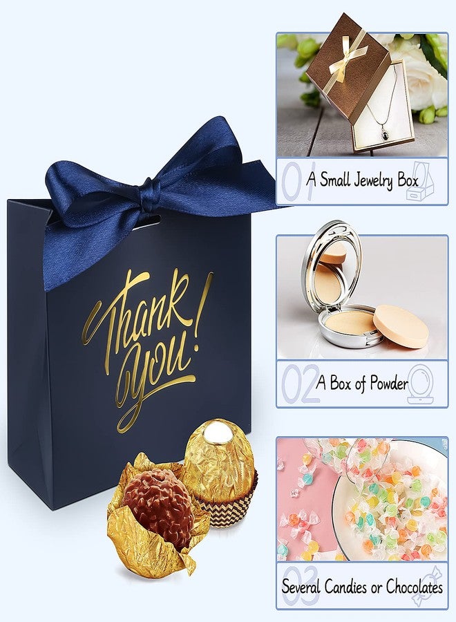DOYIDE 100 Pack Small Thank You Gift Bags, 4.5x1.8x3.9in Party Favor Bags Boxes with Bow Ribbon, Small Paper Gift Bags with Gold Foil Printed, Mini Candy Treat Bags for Birthday Wedding Party Holiday - Image 2