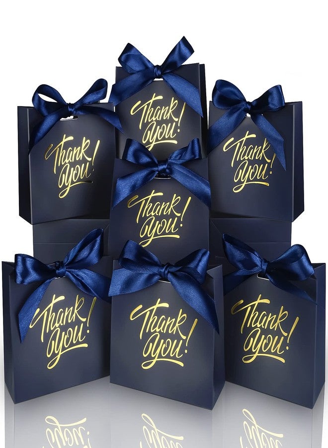 DOYIDE 100 Pack Small Thank You Gift Bags, 4.5x1.8x3.9in Party Favor Bags Boxes with Bow Ribbon, Small Paper Gift Bags with Gold Foil Printed, Mini Candy Treat Bags for Birthday Wedding Party Holiday - Image 1