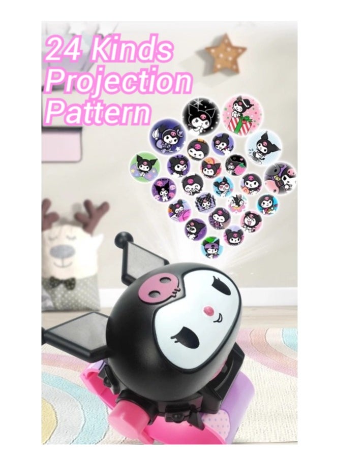 Solumi 3D Projection Watch for Girls – Kuromi Cartoon Toy Watch with Flip Lid, 24 Glowing Images, Electronic Time Display – Kids Gift Idea  - Image 3