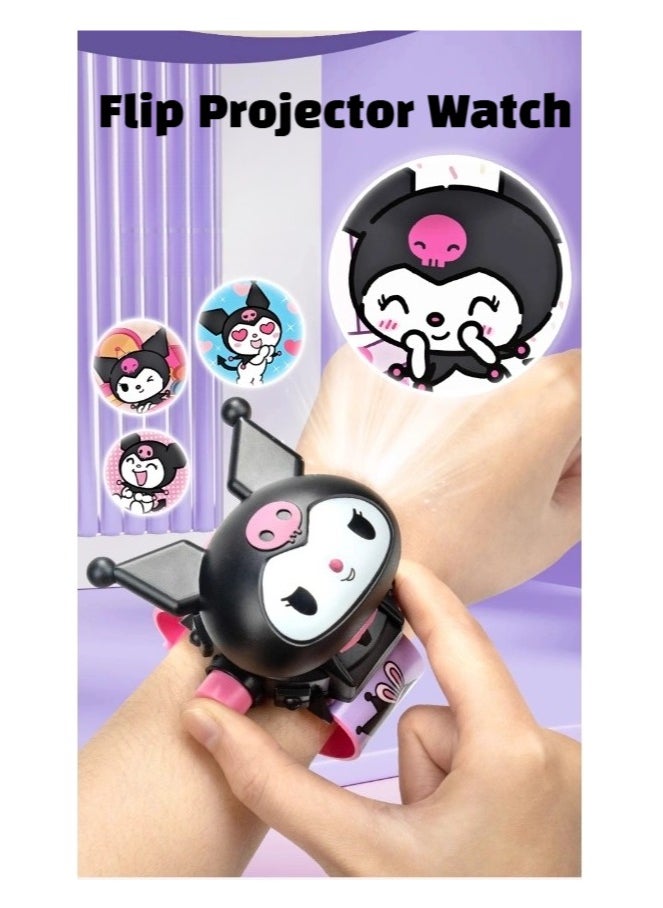 Solumi 3D Projection Watch for Girls – Kuromi Cartoon Toy Watch with Flip Lid, 24 Glowing Images, Electronic Time Display – Kids Gift Idea  - Image 2