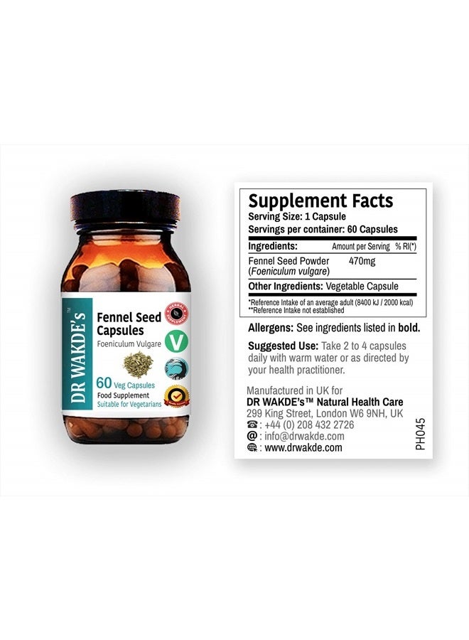 London DR WAKDE'S Fennel Seed Capsules | 60 Veg Caps | Ayurvedic Supplement | Vegan | 100% Herbal | Quantity Discounts | Same Day Dispatch - Image 3