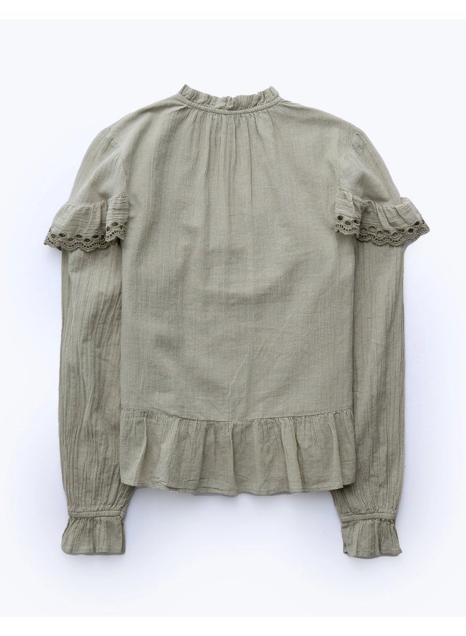 American Eagle AE Long-Sleeve Ruffle Peasant Blouse  - Image 4