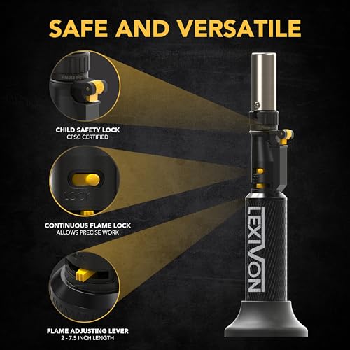 LEXIVON Butane Blow Torch Refillable Upright Lighter with Adjustable Flame and ProGrade Aluminum Tank Ideal for Soldering and Kitchen Tasks LX760 - Image 3