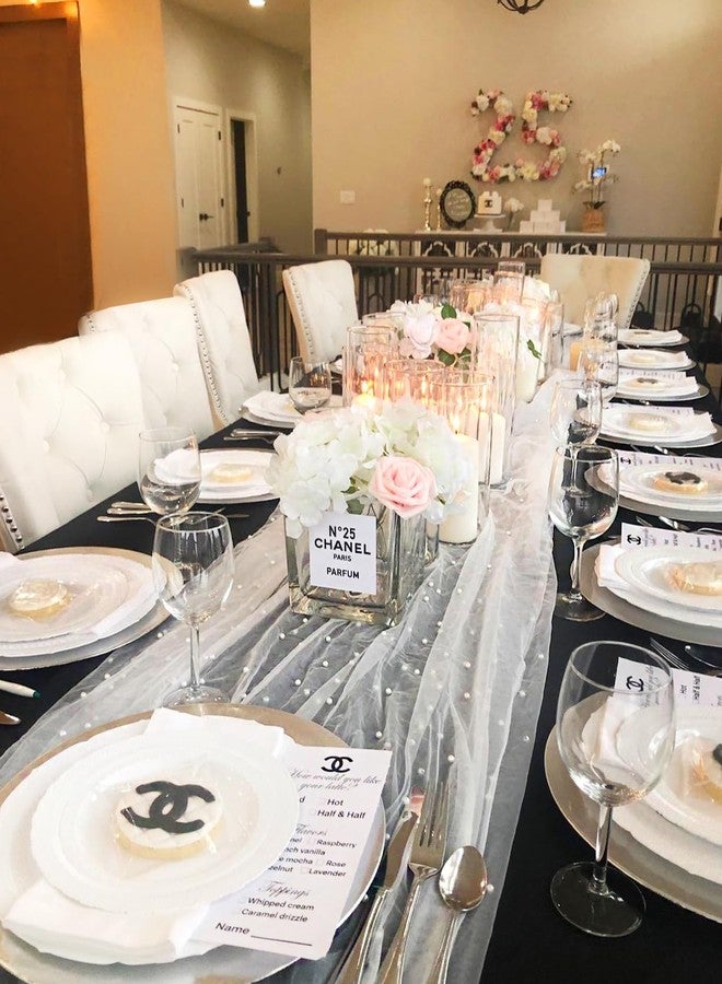 LuoluoHouse Pearl Table Runner Wedding Decorations: 3 Pieces 10ft White Table Cloth Decor Tulle Lace Fabric for Bridal Veil Wedding Arch Party Sweetheart Table Decor 60x120 Inch - Image 2