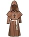 Irtysh Kids Medieval Renaissance Monk Costume Priest Friar Wizard Cloak Hooded Robe Cosplay Costume Belt Necklace SetBW 150 - Image 4