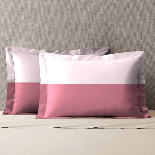 Mytrident Urban Comfort Pillow Covers Set of 2, 144 TC, 100% Cotton, Delicate Blush - Image 1