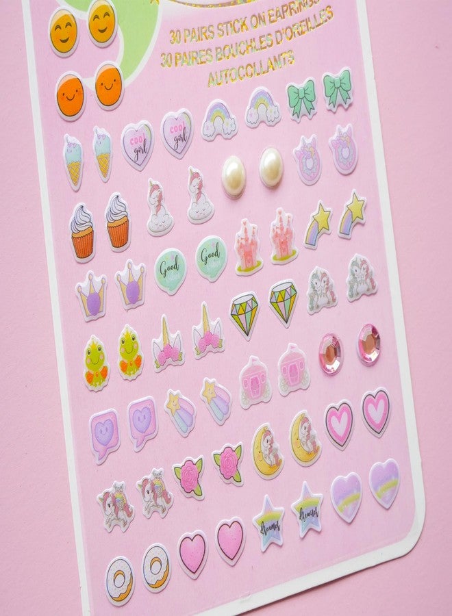 koutey Stick On Earrings - Girls 3D Unicorn Sticker Earrings Self-Adhesive Glitter Craft Gem Stickers (Unicorn) - Image 3