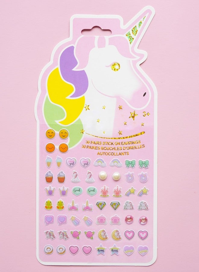 koutey Stick On Earrings - Girls 3D Unicorn Sticker Earrings Self-Adhesive Glitter Craft Gem Stickers (Unicorn) - Image 2