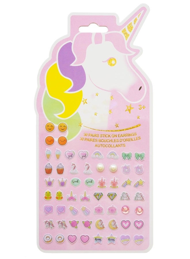 koutey Stick On Earrings - Girls 3D Unicorn Sticker Earrings Self-Adhesive Glitter Craft Gem Stickers (Unicorn) - Image 1