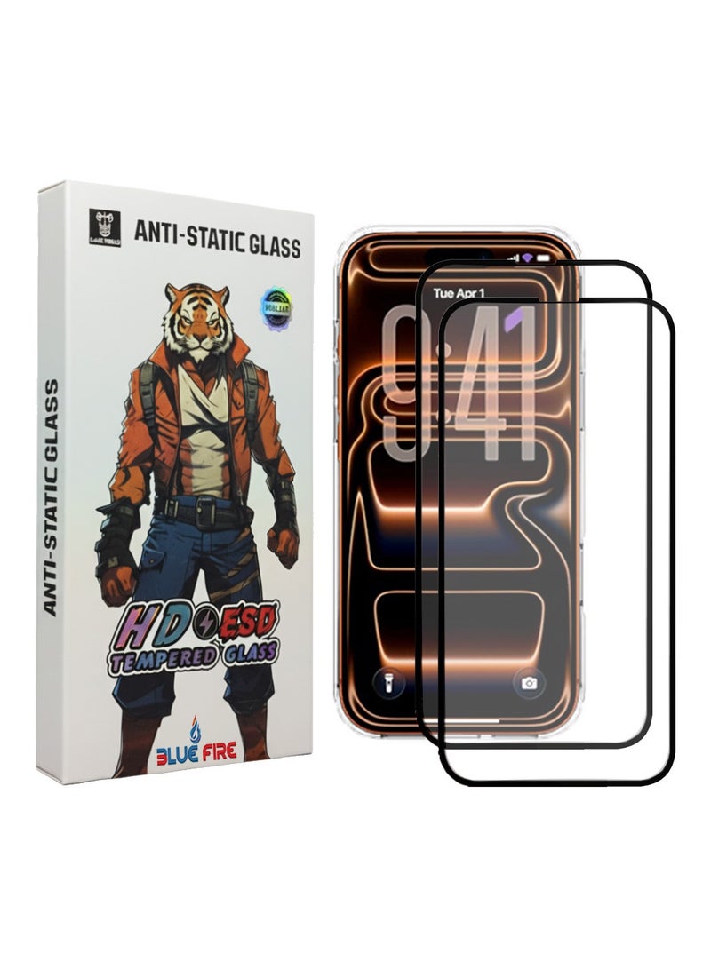 BlueFire 2-Pack HD Tempered Glass Screen Protector for iPhone 17 Pro Max – Anti-Static 9H Hardness, Ultra-Clear, Scratch Resistant, Anti-Fingerprint, Bubble-Free Installation, High Sensitivity Touch