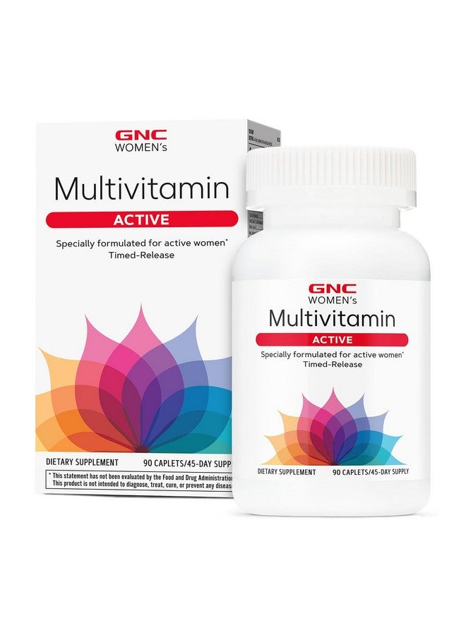 GNC Women’s Active Multivitamin Caplets, Clinically Proven, Complete Nutrition, Exercise Recovery, Energy Production, Bone Health, Beauty, Immune, Iron, Zinc, Biotin, 90 Capsules - Image 1