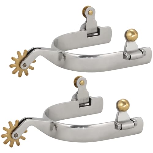 Anjetan 1 Pair Horse Spurs Stainless Steel Horse Spurs for Men Women Western Cowboy Spurs with Copper Rowel Horse Boot Spurs Mens Roping Spurs Horse Spurs with Gear Horse Riding Accessories - Image 3