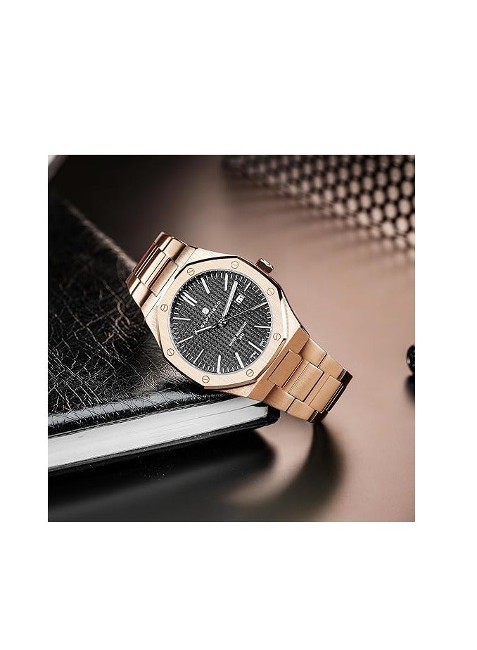 Sapphero ساعات رجالية 30 متر مقاومة للماء ساعات للرجال ساعة فضية من الفولاذ المقاوم للصدأ حركة كواتز يابانية تناظرية تصميم ثماني بسيط فاخر كلاسيكي موضة ساعات معصم للرجال هدايا للرجال - Image 5