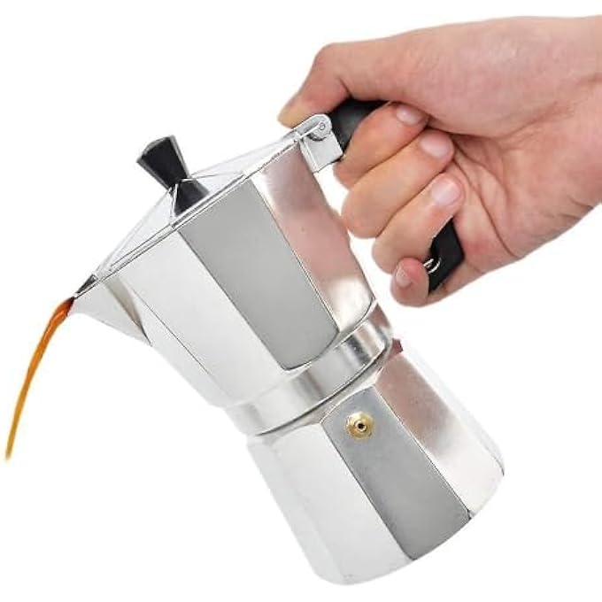 rayihni Aluminium Italian Espresso Stove Coffee Maker Filter Coffee Percolator For 6 Cups Of Coffee  Moka Pot Silver 300 Ml - Image 3
