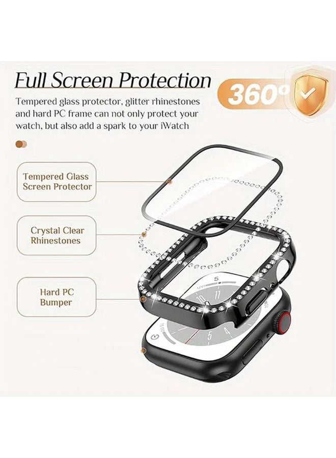 Golden Clear 44mm Diamond Bling Case For Apple Watch With Tempered Glass Screen Protector - Image 4
