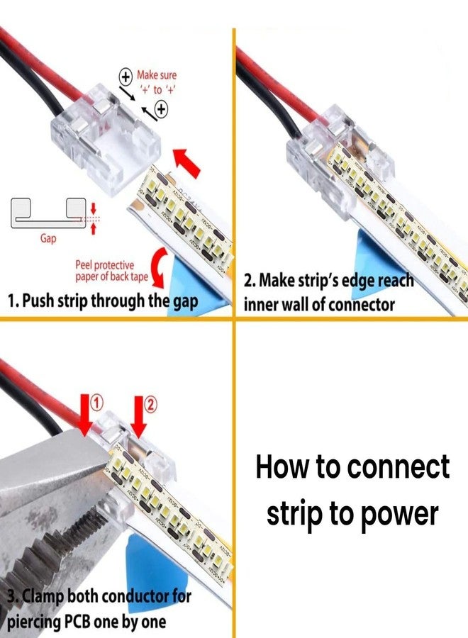 Abaj Lighting 2pin One Side 10mm LED 10-Pack, Strip Light Connecting Wires Connector Pin Plug LED Wire Connectors, Red and Black, Quick Connect Cables - (Pack of 10) - Image 4