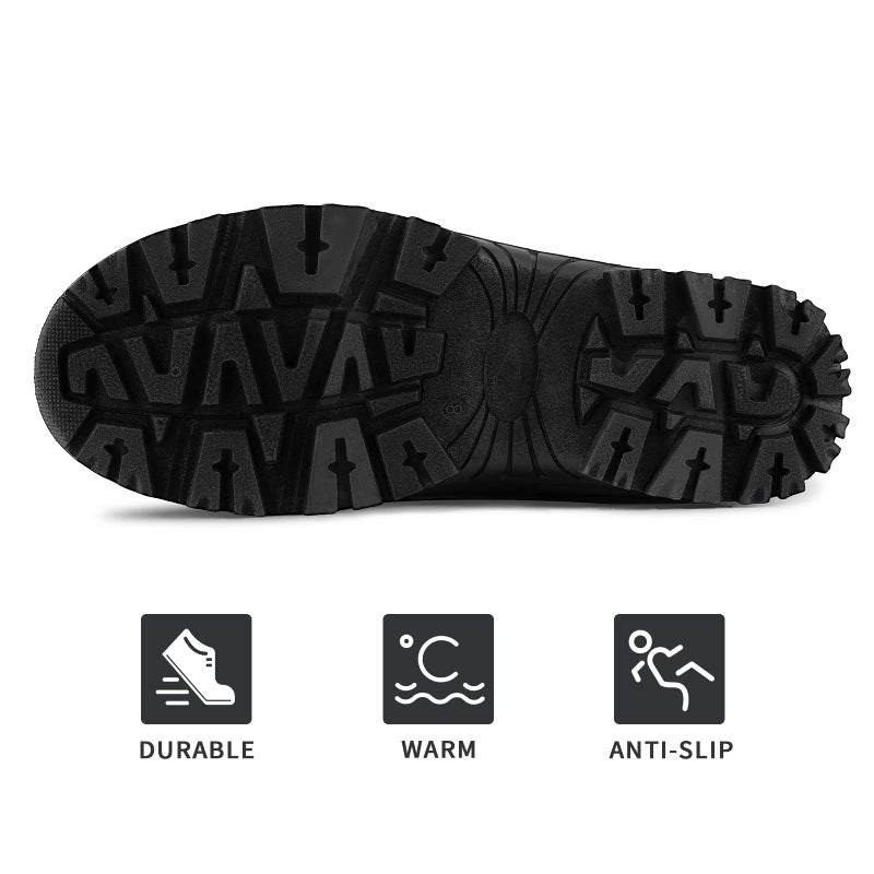 mysoft Men's Winter Snow Boots Mid Calf Waterproof Insulated Fur Lined Warm Anti-Slip Zip Boot - Image 5
