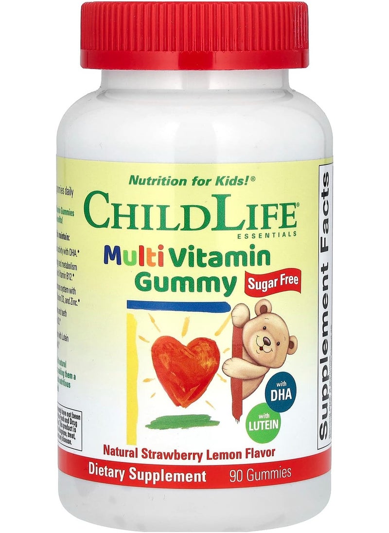 CHILDLIFE ESSENTIALS Multi Vitamin Gummy, Sugar Free, Natural Strawberry Lemon, 90 Gummies 