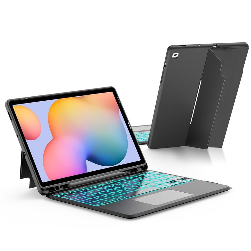 JUQITECH Trackpad Keyboard Case for Samsung Galaxy Tab S6 Lite 10.4" 2024/2022/2020, SM-P620/P625/P610/P613/P615/P619 Tablet Protector Case Kickstand with Magnetic Wireless Backlit Touchpad Keyboard - Image 1