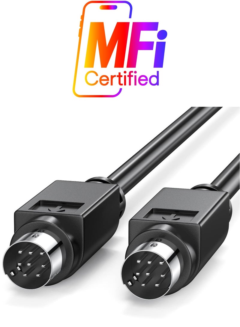 KASTWAVE 6ft Mini-DIN 8-pin Male to Male Cable, Copper Wire 8 PIN PLC Touch Screen Cable Suitable for JVC Subwoofer Replacement 8 Pin Cable Home Theater Audio,Black - Image 1