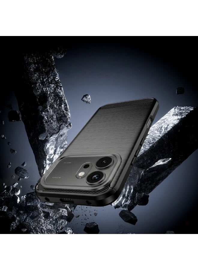 بارالونا غطاء لهاتف Honor 600، مقاوم للصدمات بمعايير عسكرية، جراب هاتف نحيف بنسيج ألياف الكربون، مقاوم للخدش وخفيف الوزن، يمنحك شعورًا بالانتعاش في الصيف - أسود - Image 3