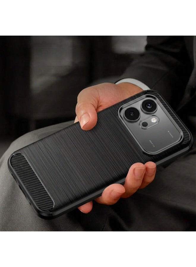 بارالونا غطاء لهاتف Honor 600، مقاوم للصدمات بمعايير عسكرية، جراب هاتف نحيف بنسيج ألياف الكربون، مقاوم للخدش وخفيف الوزن، يمنحك شعورًا بالانتعاش في الصيف - أسود - Image 4