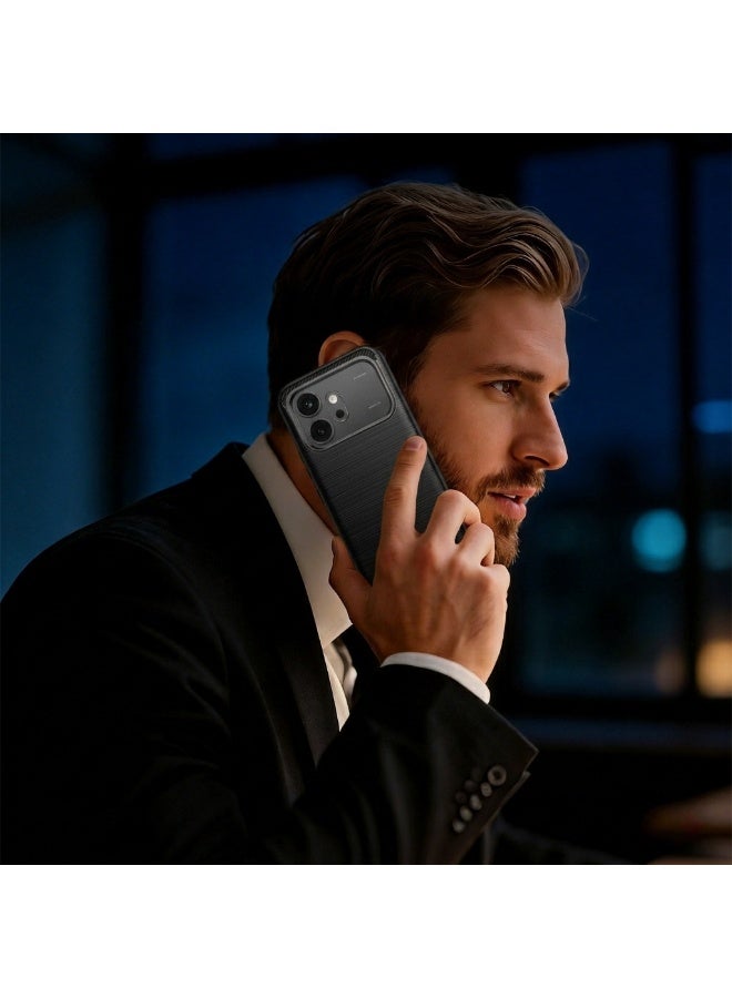 بارالونا غطاء لهاتف Honor 600، مقاوم للصدمات بمعايير عسكرية، جراب هاتف نحيف بنسيج ألياف الكربون، مقاوم للخدش وخفيف الوزن، يمنحك شعورًا بالانتعاش في الصيف - أسود - Image 5