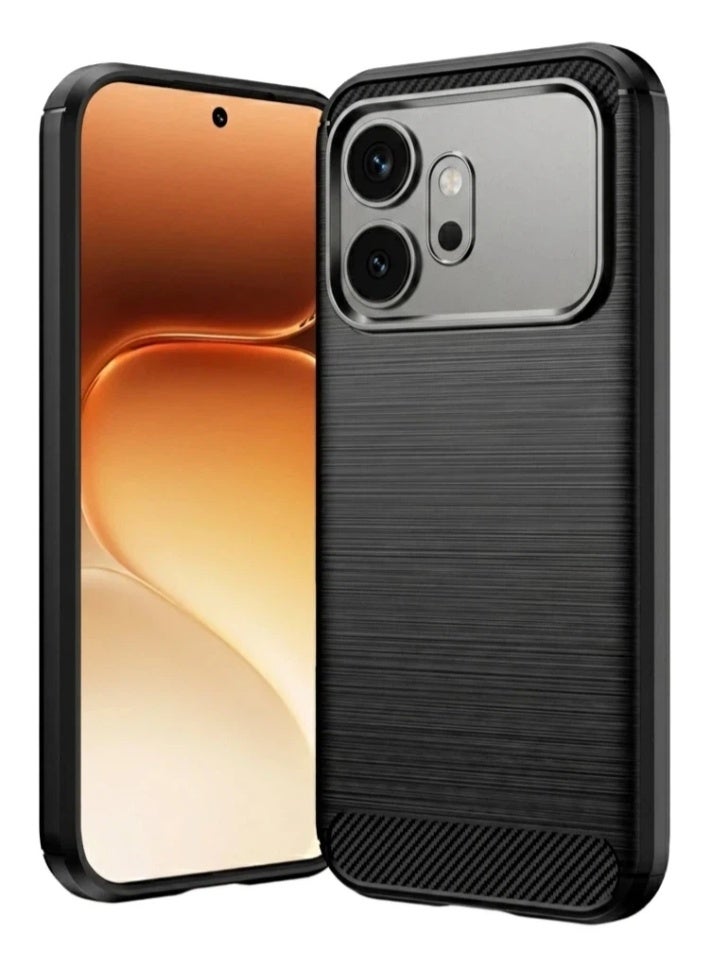 بارالونا غطاء لهاتف Honor 600، مقاوم للصدمات بمعايير عسكرية، جراب هاتف نحيف بنسيج ألياف الكربون، مقاوم للخدش وخفيف الوزن، يمنحك شعورًا بالانتعاش في الصيف - أسود - Image 1