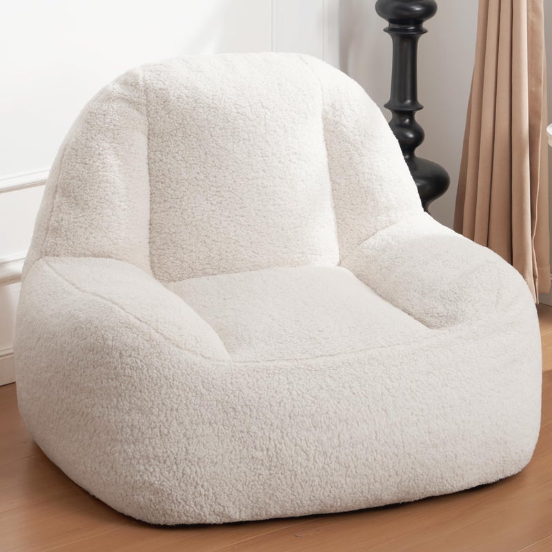 Homguava Bean Bag Chairs for AdultsGiant Beanbag Couch Adult Bean Bag Chair with Filler IncludedModern Lazy Sofa Comfy Chair for Living RoomWhite