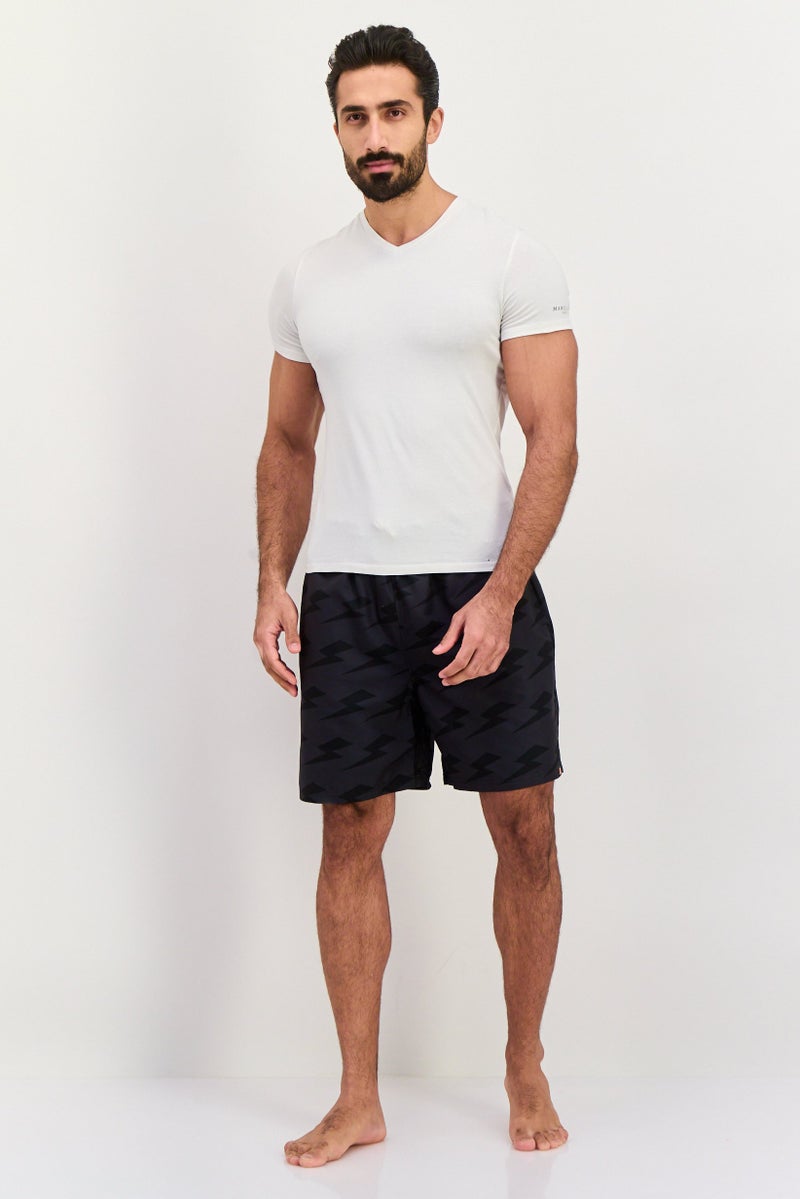 Ellesse Men Allover Print Drawstring Board Shorts, Black - Image 4