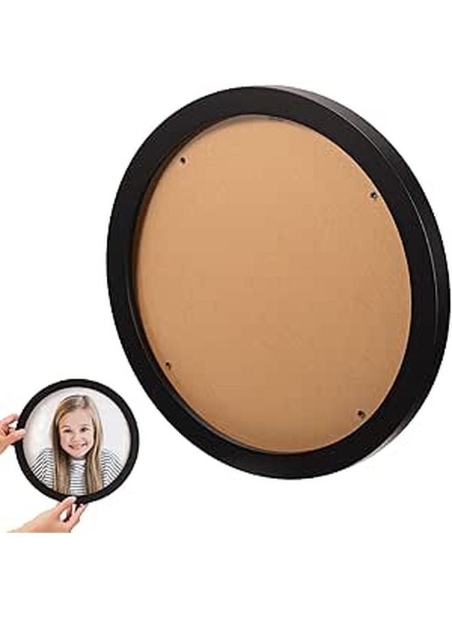 Rotatable Clip Black Wooden Round Photo Frame Nordic Style Wall Decor - Image 1