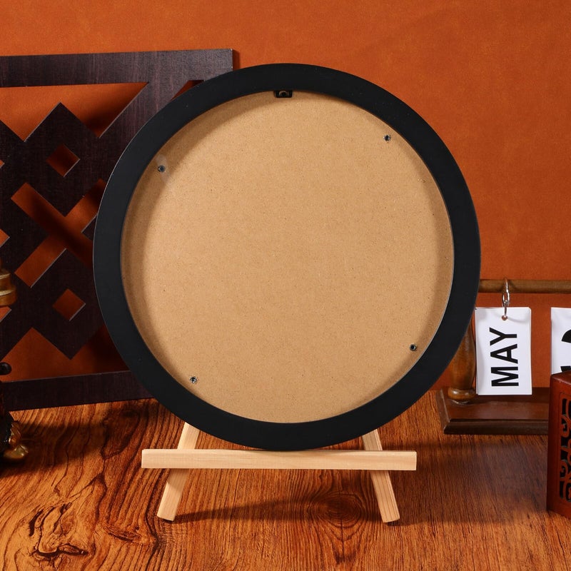 Rotatable Clip Black Wooden Round Photo Frame Nordic Style Wall Decor - Image 5
