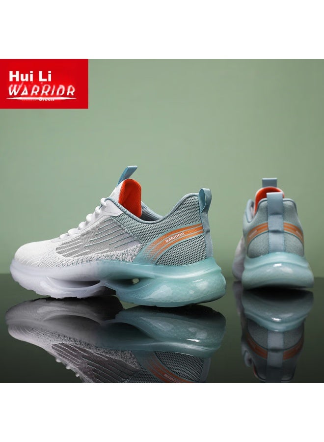 Pull Back Warrior Breathable Mesh Comfortable Soft Sole Casual Men's Shoes Outdoor Sports Men's Shoes 4514 White Green Orange Size 39 - Image 2
