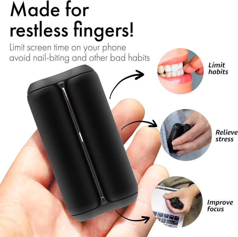 ONO Roller Jr Black Aluminum - Silent Fidget Toys for Promoting Focus, Stress Relief - Helps Develop Fine Motor Skills & Ease Skin & Nail Picking - for Small Hands, Quiet Sensory Toys for Kids & Teens - Image 2