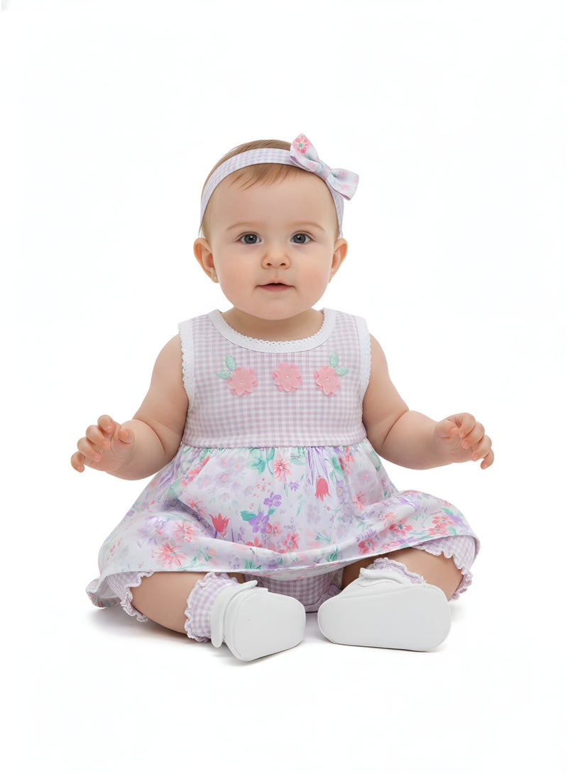 Bambimici Amaia Floral Print Purple Bodysuit Dress - Image 1