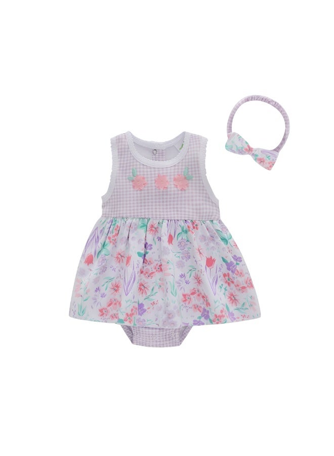 Bambimici Amaia Floral Print Purple Bodysuit Dress - Image 3