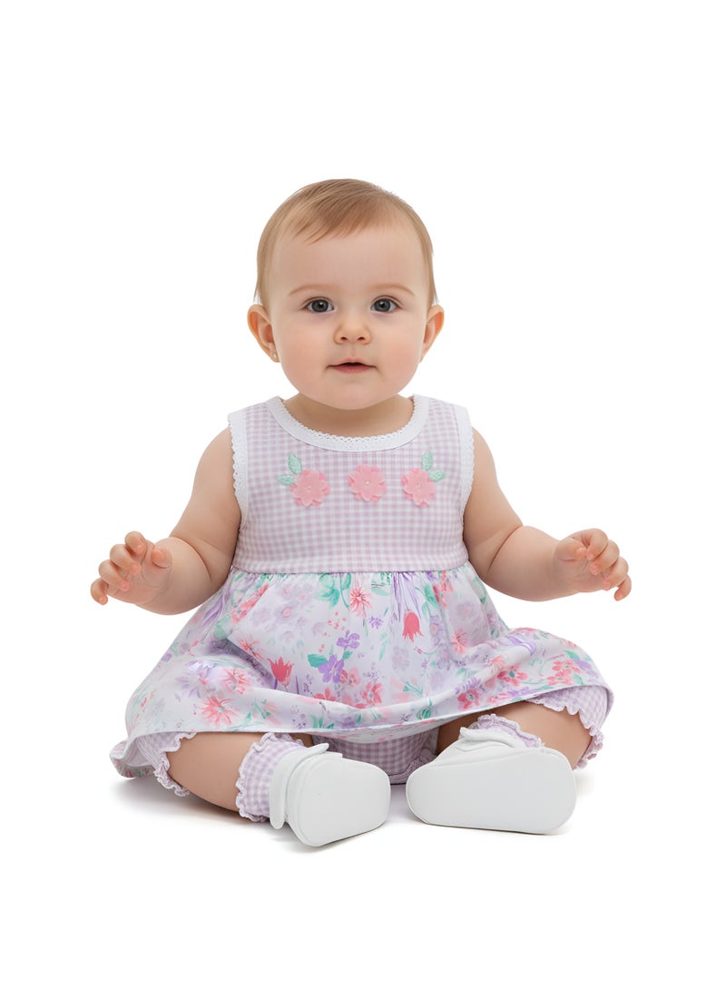 Bambimici Amaia Floral Print Purple Bodysuit Dress - Image 2