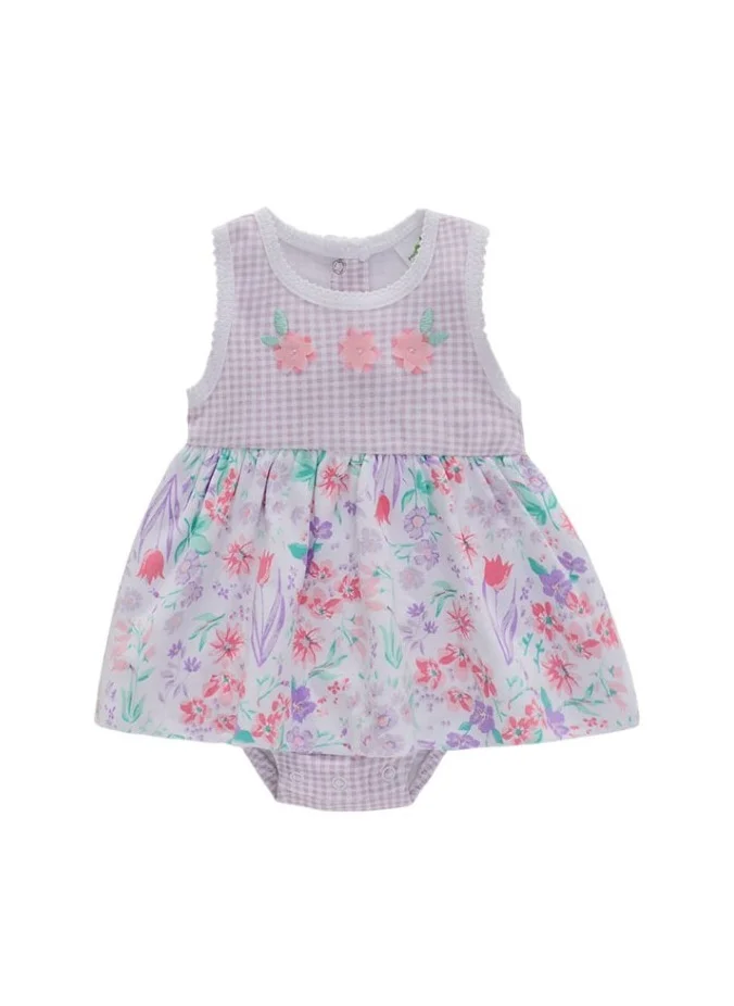 Bambimici Bambimici Amaia Floral Print Purple Bodysuit Dress