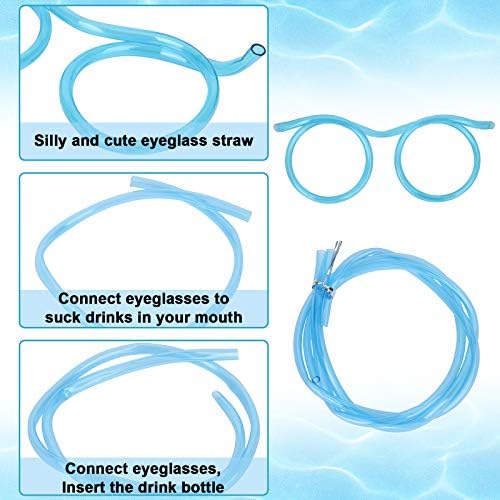 Gelme Nutri 8PCS Silly Straw Glasses, Reusable Fun Loop Drinking Straw Eye Glasses, Novelty Eyeglasses Straw for Party Annual Meeting Parties Birthday (8 Colors) - Image 5