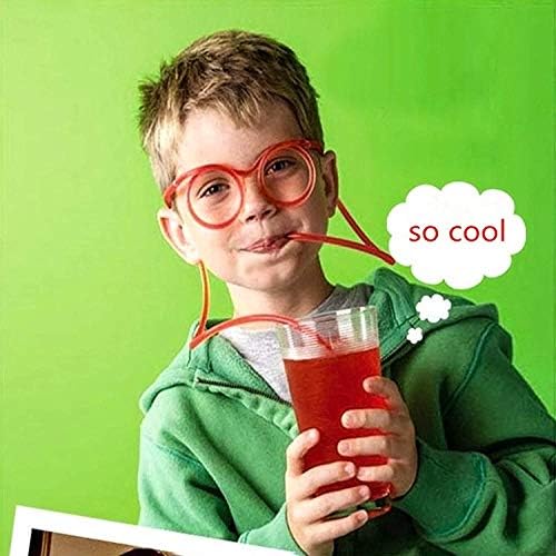 Gelme Nutri 8PCS Silly Straw Glasses, Reusable Fun Loop Drinking Straw Eye Glasses, Novelty Eyeglasses Straw for Party Annual Meeting Parties Birthday (8 Colors) - Image 3