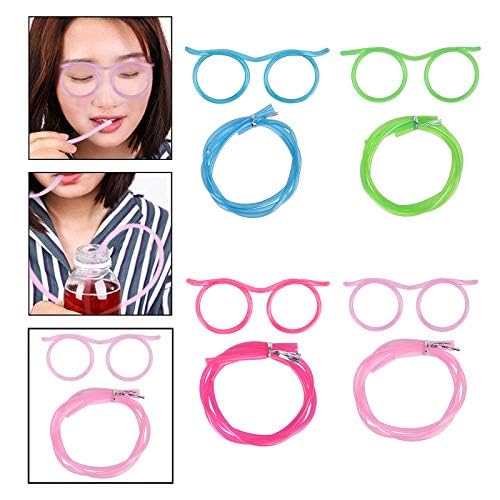 Gelme Nutri 8PCS Silly Straw Glasses, Reusable Fun Loop Drinking Straw Eye Glasses, Novelty Eyeglasses Straw for Party Annual Meeting Parties Birthday (8 Colors) - Image 2