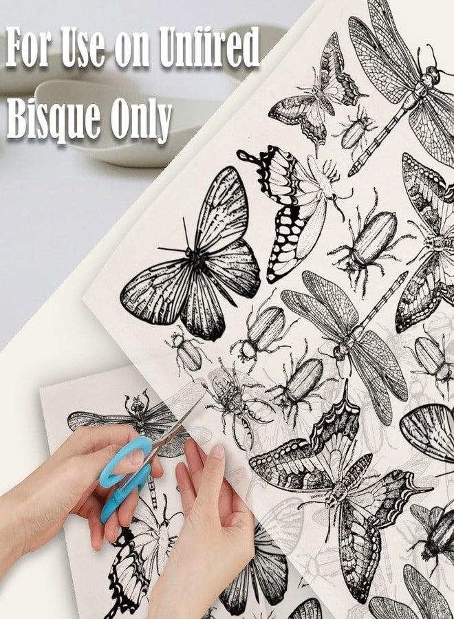 SUPERDANT 4Pcs Insect Pattern Underglaze Transfers for Pottery Natural Theme Transfer Stickers Ceramic Decals Ceramic Underglaze Transfers for Pottery Overglaze Enamel Decal Waterslide Decal - Image 3