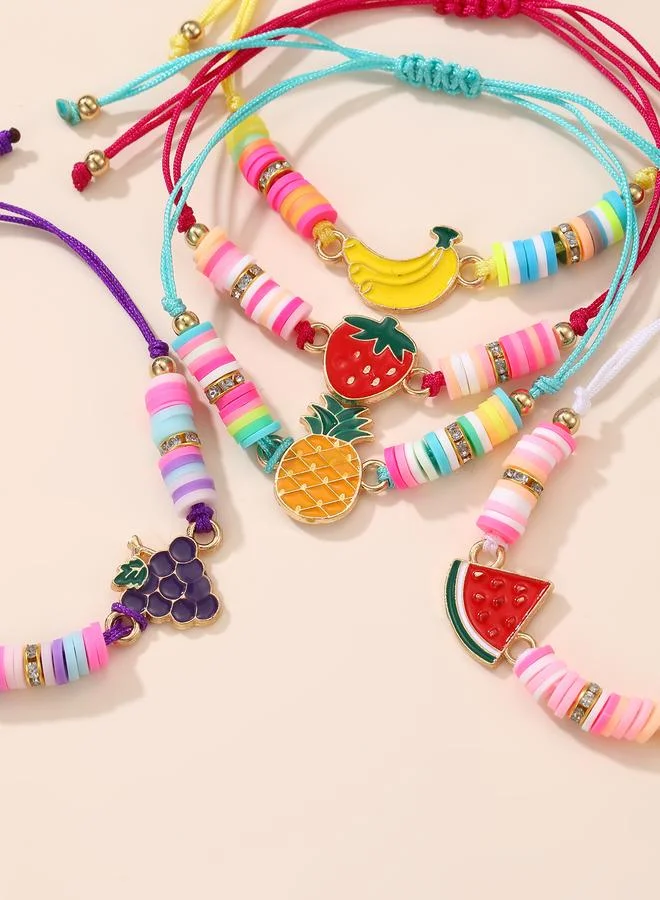 تايك تو Pack of 12 - Multi-Color Fruit Charm Beaded Bracelets