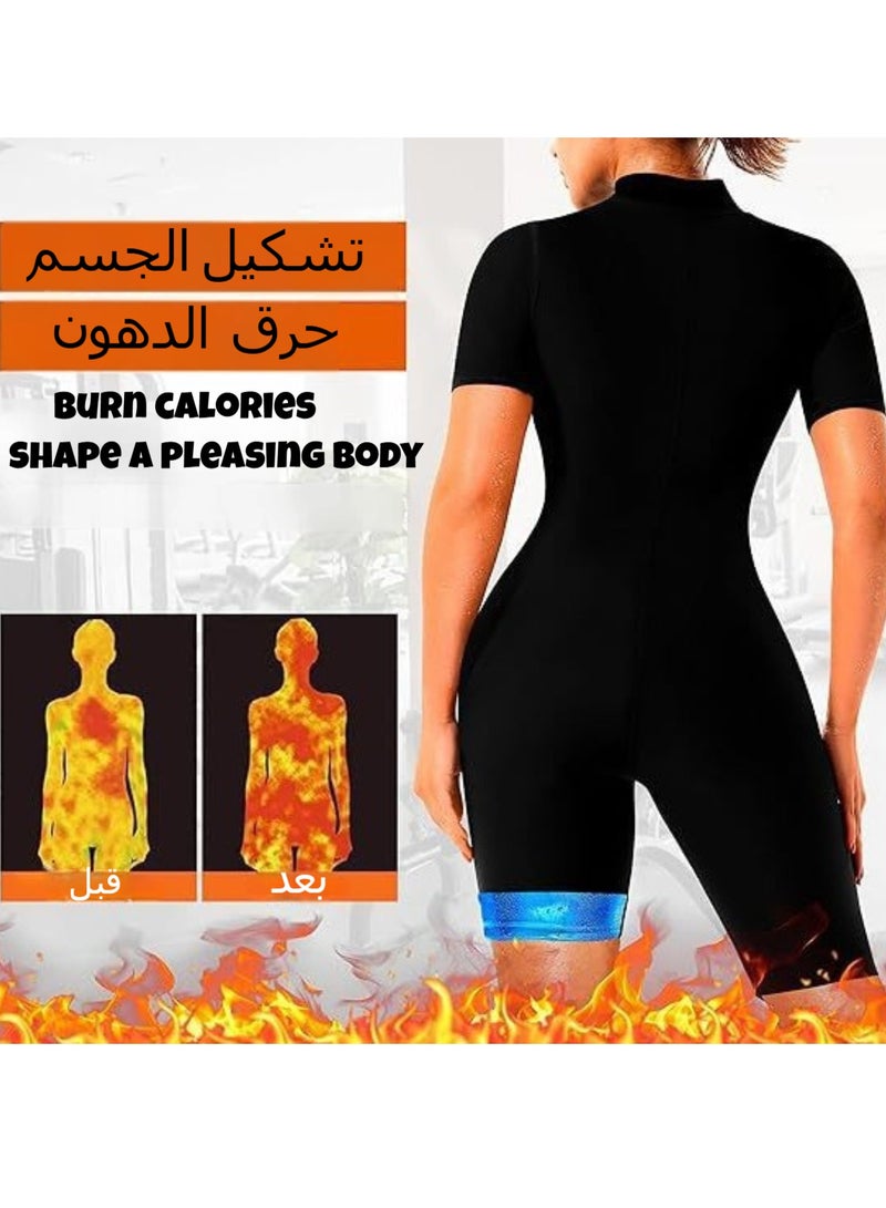 ناكسي فلاي بدلة ساونا نسائية، سترة رياضية، مدرب خصر، 4 في 1، تنحيف كامل الجسم، بلوزة رياضية بأكمام وشورت، مشكل للجسم من قطعة واحدة، مناسب لصالة الألعاب الرياضية المنزلية، ملابس عصرية يومية، التعافي بعد الولادة، إنقاص الوزن، تنعيم المناطق المترهلة، التمارين الرياضية، اليوجا، المشي لمسافات طويلة، الجري، ركوب الدراجات، الركض، الرياضة، الملاكمة، المشي لمسافات طويلة، المشي في المساء - Image 2