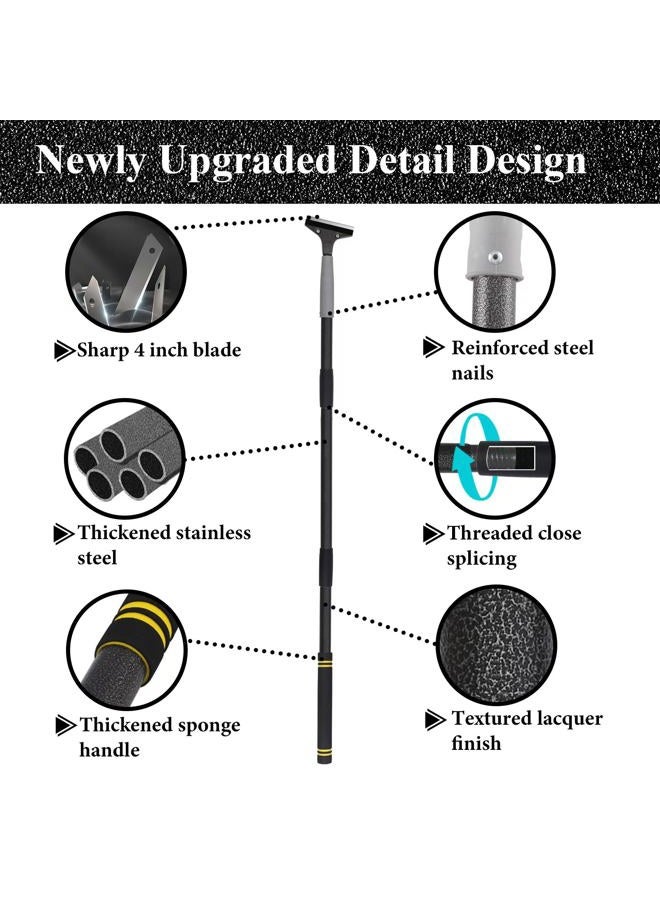 UEGHNS Floor Scraper Long Handle Heavy Duty, 31-61“ Long Handle Blade Scraper Tool with 10PCS Extra Blades 4 Inch stainless steel efficiently and quickly kitchen stickers windows cleaning. (61 inch) - Image 3